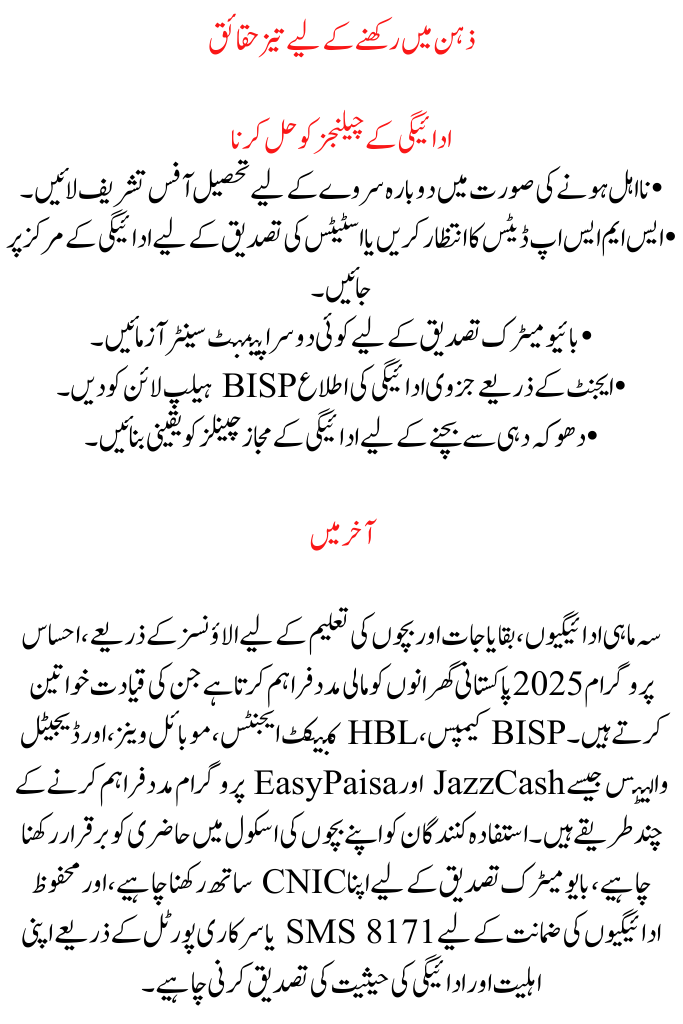 Ehsaas Program Payment Details 2025