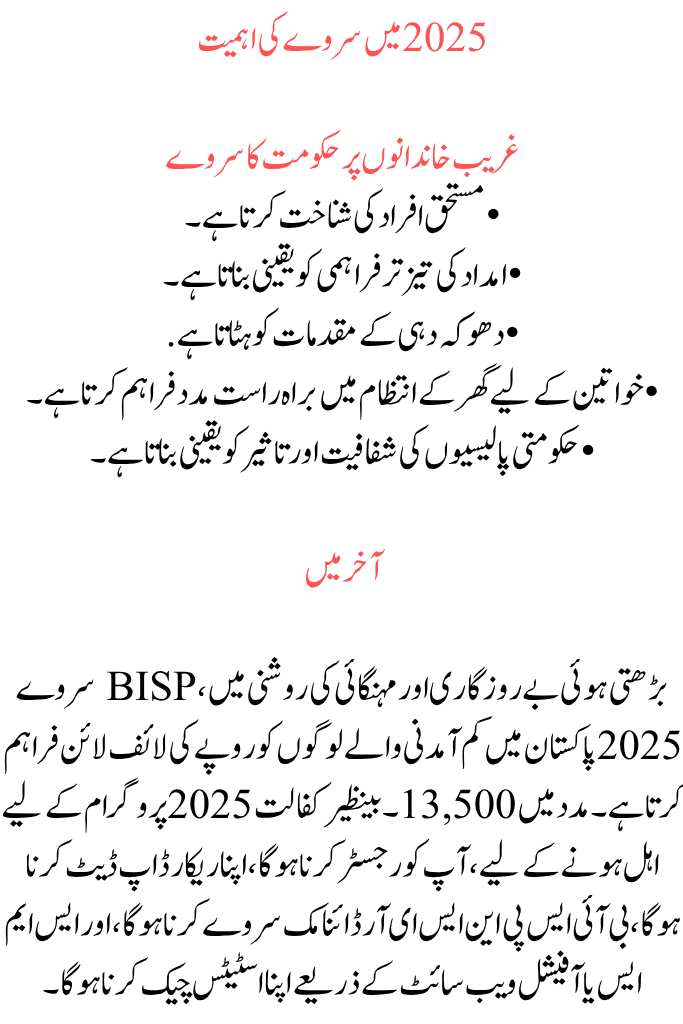 BISP Survey 2025: Complete Guide to Beneficiary Eligibility and Rs. 13,500 Payment